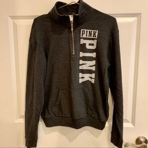 PINK Victoria Secret XS Gray Half Zip Hoodie